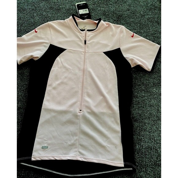 Nike Team Jersey Womens Large Pink Gray NWT Cycling Bike JERSEY Zip Short Sleeve - Picture 1 of 12
